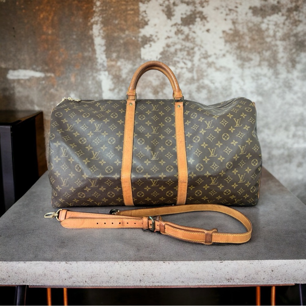 Louis Vuitton Keepall Bandouliere 60 Brown Monogram travel bag w/ strap